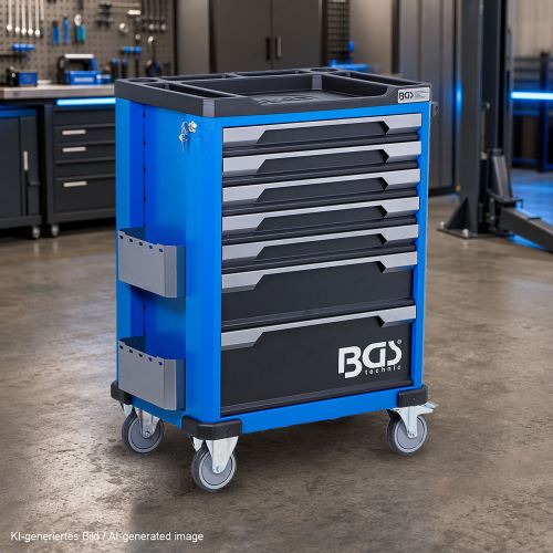 Dílenský vozík se 7 zásuvkami a 246 kusy nářadí BGS 6068