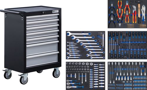 Dílenský vozík, 7 zásuvek, se 246 nástroji – BGS 6060