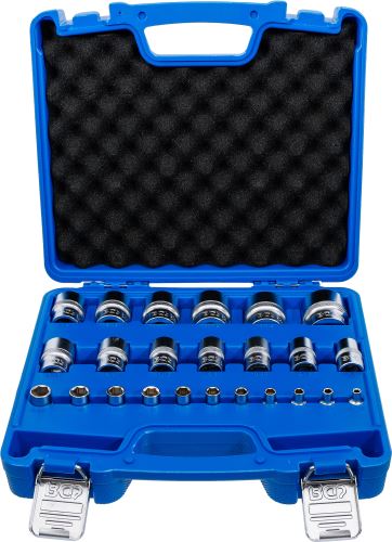 Hlavice nástrčné šestihran, 1/4" 6,3 mm, 1/2" 12,5 mm, 23 dílů - BGS 2246