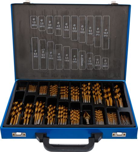 Sada stupňovitých HSS vrtáků TiN 1–10 mm 231 ks BGS 72130