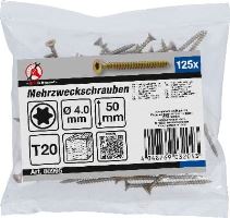 Šrouby víceúčelové, T-profil (pro Torx)  T20, 4.0 x 50 mm, 125 pcs. - BGS 80995 (1)