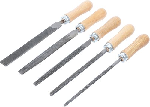 Sada pilníků, dřevěná násada, 150 mm, 5dílná - BGS 50206